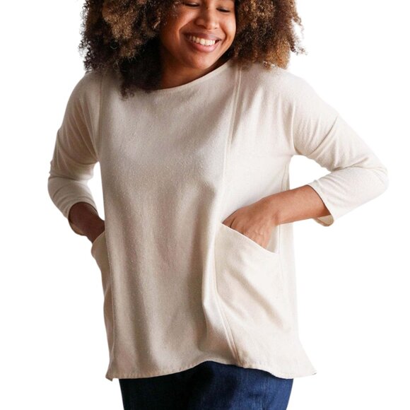 Pamut Apparel Uma Raw Silk Tunic Cream Pockets Nubby Texture Women's size Small - Picture 1 of 15